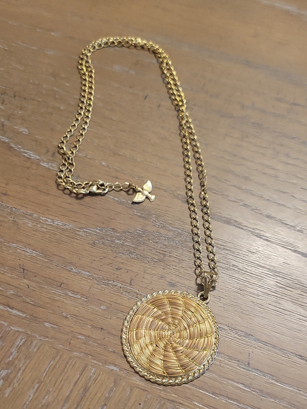 Gold-Tone Woven Medallion Pendant Necklace - Women Jewelry